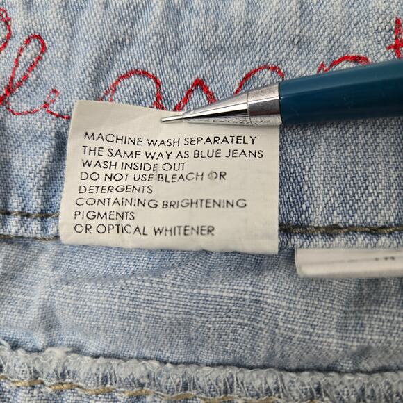 Blue Willi's Denim Skirt A Life More Pleasant Ice Blue Light Wash size 42 (12US) - Picture 10 of 13